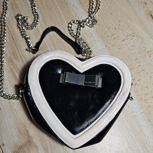 Victoria Secret Heart-Shaped Black and Cream Bag